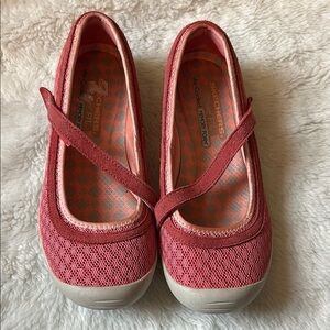 Skechers Pink Flats with Breathable Perforated Design